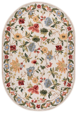 Safavieh Chelsea Hand Hooked Wool Oval Rug with Country Floral Pattern for Farmhouse Rooms Off-White 4'-6" x 6'-6" HK311B-5OV