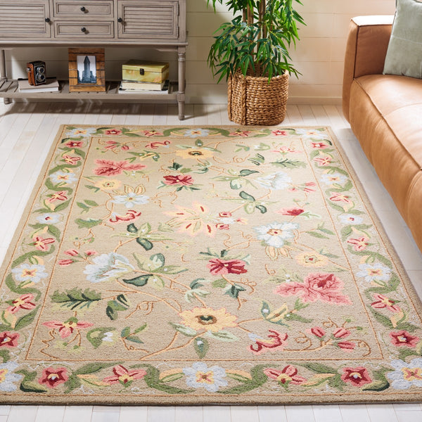 Safavieh Hk311 Hand Hooked  Rug Beige 7' x 7' Square
