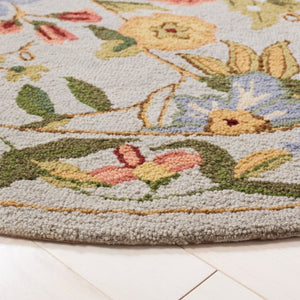 Safavieh Chelsea Hand Hooked Wool Oval Rug with Country Floral Pattern for Farmhouse Rooms Gray 10'-0" x 10'-0" HK311F-10R