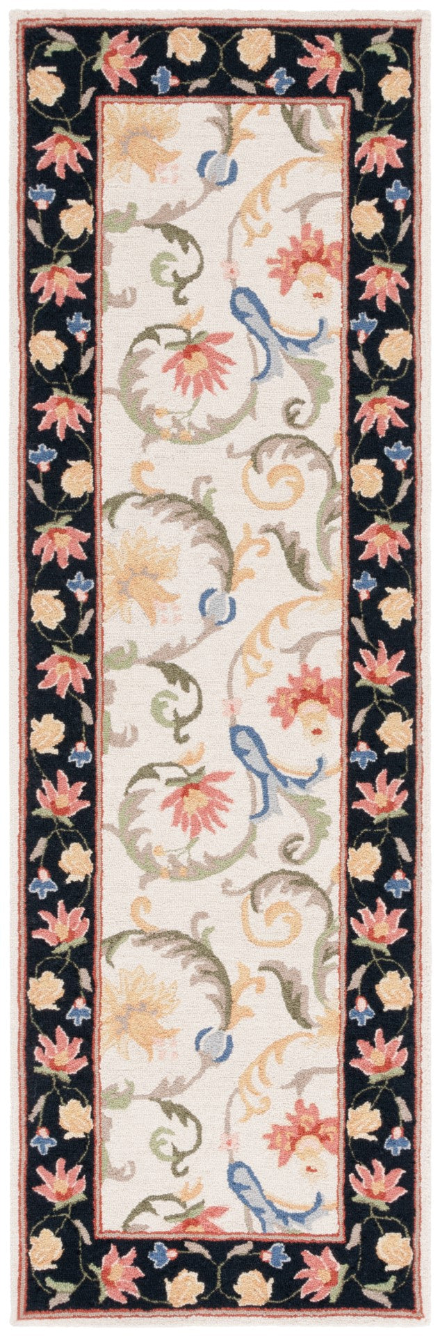 Safavieh Chelsea 313 Hand Tufted Floral Rug Ivory / Black 2'-6" x 8'