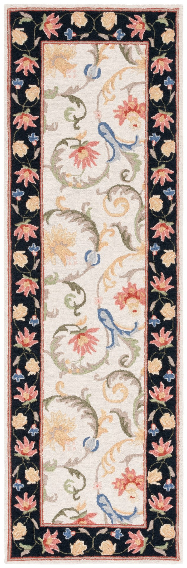 Safavieh Chelsea 313 Hand Tufted Floral Rug Ivory / Black 2'-6" x 8'