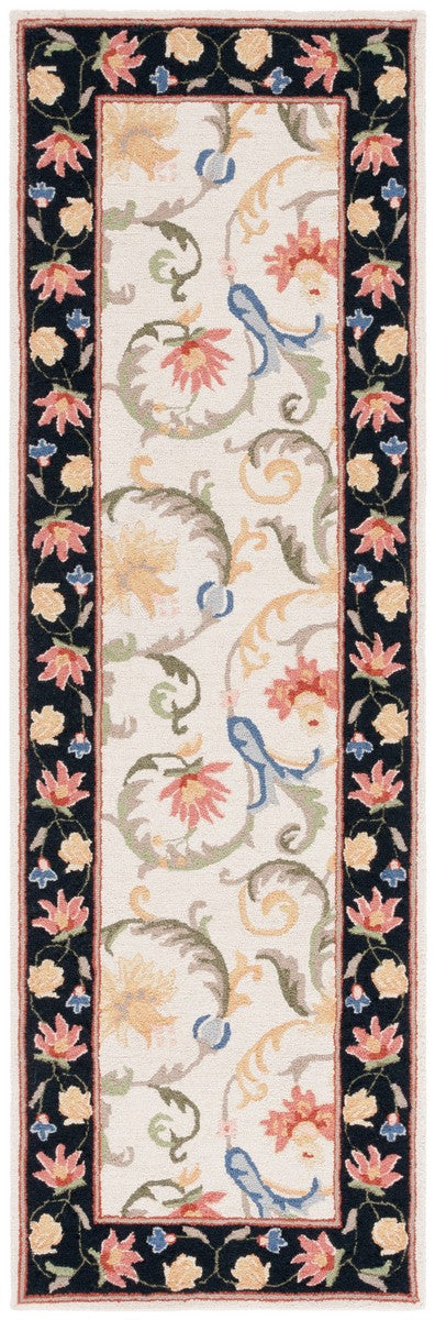 Safavieh Chelsea 313 Hand Tufted Floral Rug Ivory / Black 6' x 6' Square