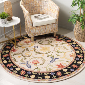 Safavieh Chelsea 313 Hand Tufted Floral Rug Ivory / Black 5'-6" x 5'-6" Round