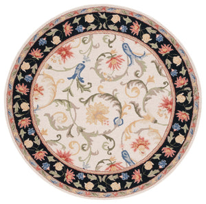 Safavieh Chelsea 313 Hand Tufted Floral Rug Ivory / Black 5'-6" x 5'-6" Round