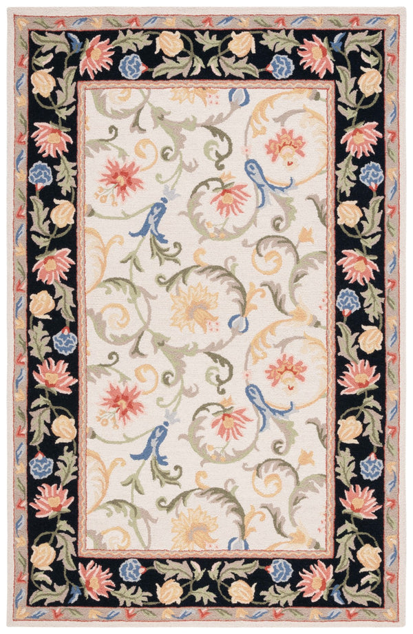 Safavieh Chelsea 313 Hand Tufted Floral Rug Ivory / Black 5'-3" x 8'-3"