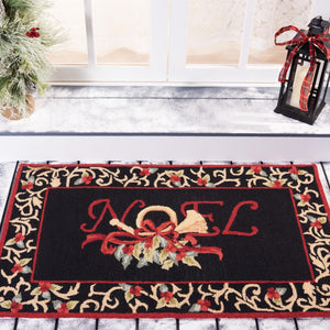 Safavieh Chelsea Hand-hooked Area Rug - Luxurious Wool Design With Vibrant Floral Accents For Elegance Black Wool Pile Hk332b-3oc