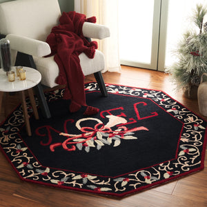 Safavieh Chelsea Hand-hooked Area Rug - Luxurious Wool Design With Vibrant Floral Accents For Elegance Black Wool Pile Hk332b-3oc