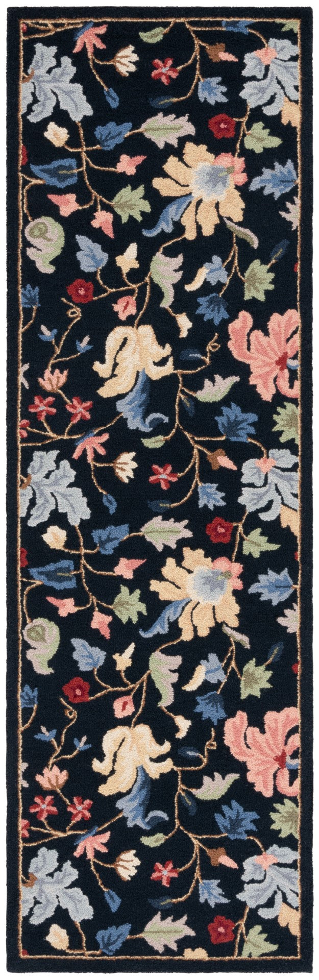 Safavieh Chelsea 336 Hand Tufted Floral Rug Black / Red 2'-6" x 8'