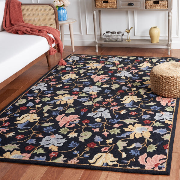 Safavieh Chelsea 336 Hand Tufted Floral Rug Black / Red 6' x 6' Square