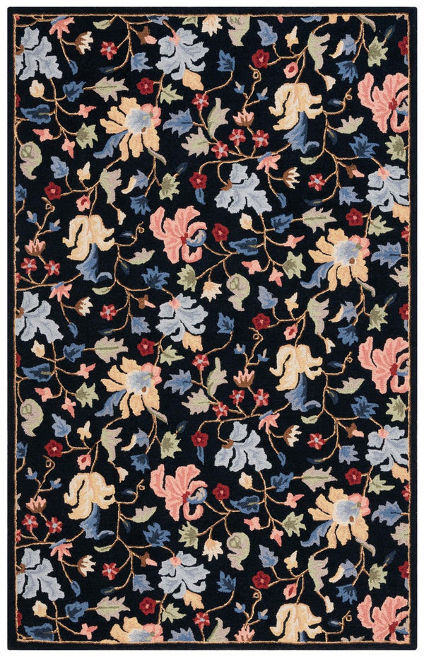 Safavieh Chelsea 336 Hand Tufted Floral Rug Black / Red 6' x 6' Square