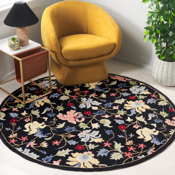 Safavieh Chelsea 336 Hand Tufted Floral Rug Black / Red 6' x 6' Square