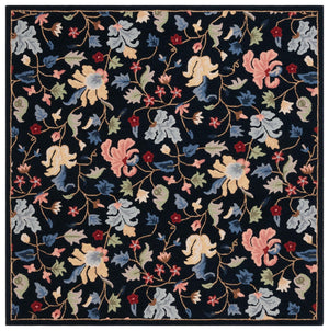 Safavieh Chelsea 336 Hand Tufted Floral Rug Black / Red 6' x 6' Square