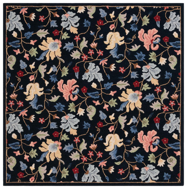 Safavieh Chelsea 336 Hand Tufted Floral Rug Black / Red 6' x 6' Square