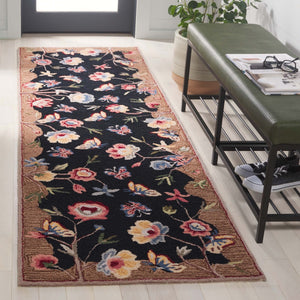 Safavieh Chelsea 337 Hand Tufted Floral Rug Black / Brown 6' x 6' Square