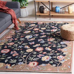 Safavieh Chelsea 337 Hand Tufted Floral Rug Black / Brown 6' x 6' Square