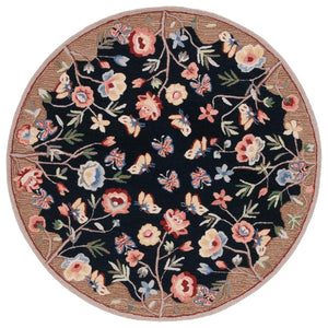 Safavieh Chelsea 337 Hand Tufted Floral Rug Black / Brown 5'-6" x 5'-6" Round