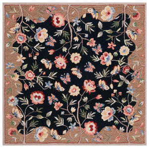 Safavieh Chelsea 337 Hand Tufted Floral Rug Black / Brown 6' x 6' Square