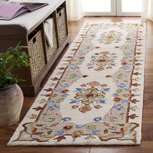 Safavieh Chelsea Hand-Tufted Ivory Grey Wool-Cotton Area Rug — Low Pile, Timeless Floral Texture, India-Made 3'-0" x 5'-0" HK338F-3