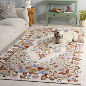 Safavieh Chelsea Hand-Tufted Ivory Grey Wool-Cotton Area Rug — Low Pile, Timeless Floral Texture, India-Made 3'-0" x 5'-0" HK338F-3