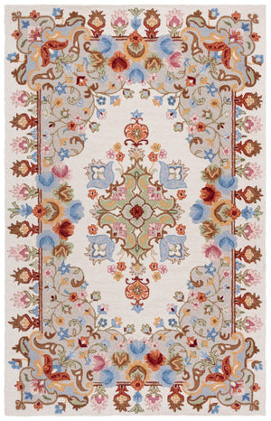 Safavieh Chelsea Hand-Tufted Ivory Grey Wool-Cotton Area Rug — Low Pile, Timeless Floral Texture, India-Made 3'-0" x 5'-0" HK338F-3