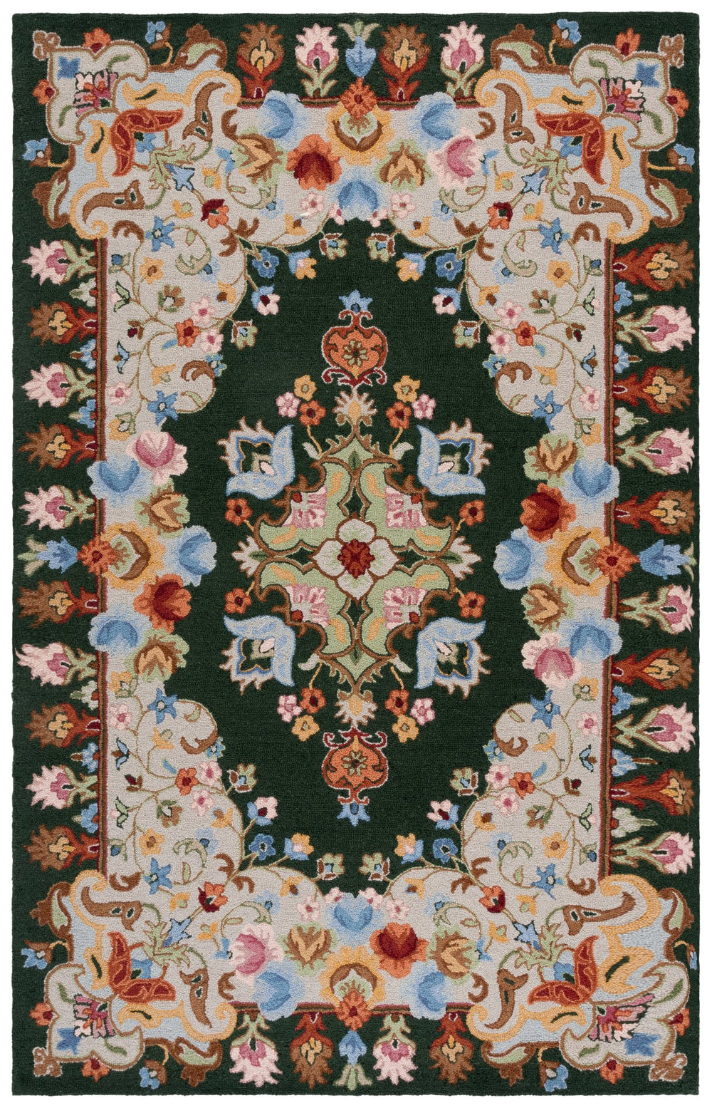 Safavieh Chelsea Hand-Tufted Wool Rug In Green And Grey With Minimalist Floral Motif, Soft Durable Comfort 8'-0" x 10'-0" HK338Y-8