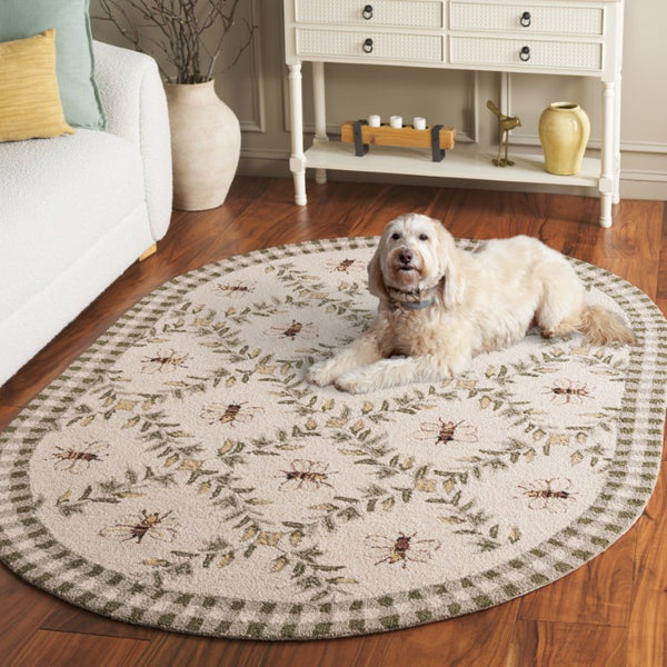 Safavieh Chelsea Hand Hooked Wool Oval Rug Floral Country Style for Bedroom or Living Room HK55A-4OV
