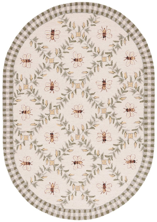 Safavieh Chelsea Hand Hooked Wool Oval Rug Floral Country Style for Bedroom or Living Room HK55A-4OV