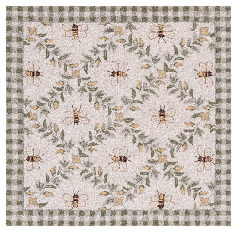 Safavieh Chelsea Hand Hooked Wool Rug Floral Country Pattern for Entryway or Accent Spaces HK55A-4SQ