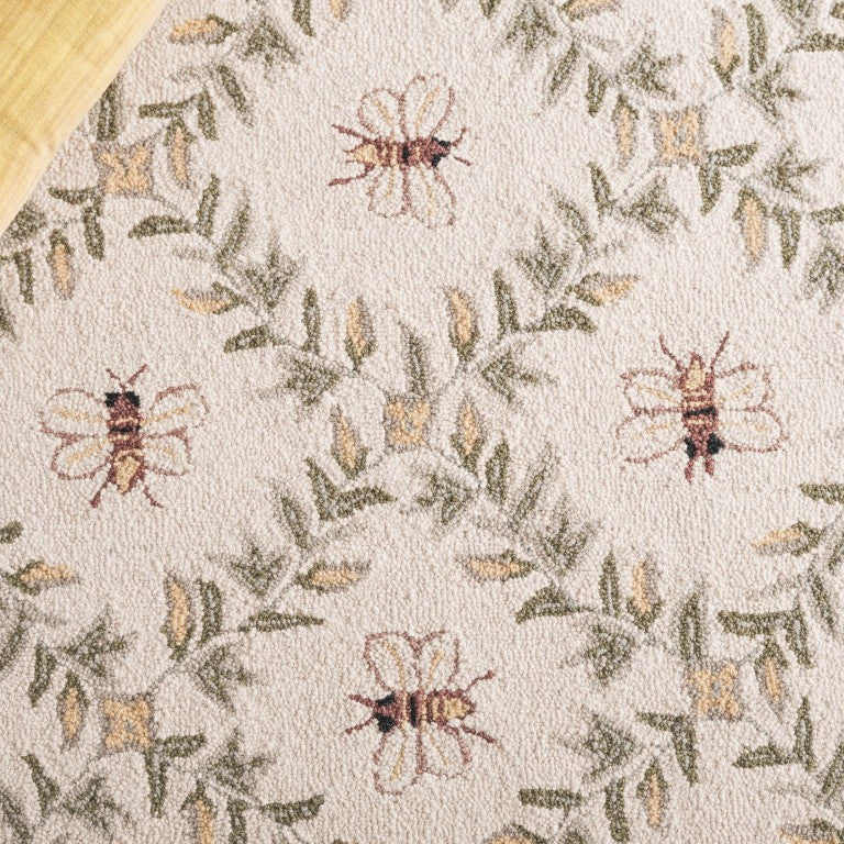 Safavieh Chelsea Hand Hooked Wool Round Rug Ivory Green Floral Country Accent for Entryways HK55A-6R
