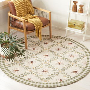 Safavieh Chelsea Hand Hooked Wool Round Rug Ivory Green Floral Country Accent for Entryways HK55A-6R