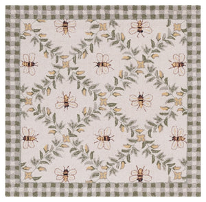 Safavieh Chelsea Hand Hooked Wool Square Rug Floral Ivory Botanical Artisan Cottage Living Room HK55A-8SQ