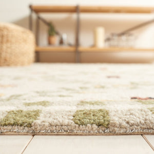 Safavieh Chelsea Hand Hooked Wool Square Rug Floral Ivory Botanical Artisan Cottage Living Room HK55A-8SQ