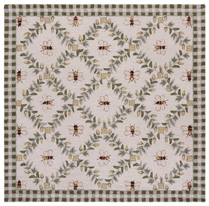 Safavieh Chelsea Hand Hooked Wool Square Rug Floral Ivory Botanical Artisan Cottage Living Room HK55A-8SQ