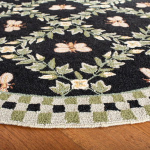 Safavieh Chelsea Hand Hooked Wool Oval Rug Artisan Floral Bedroom Accent in Bold Black HK55B-4OV