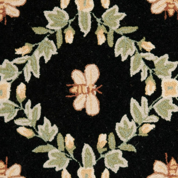 Safavieh Chelsea Hand Hooked Wool Oval Rug Artisan Floral Bedroom Accent in Bold Black HK55B-4OV