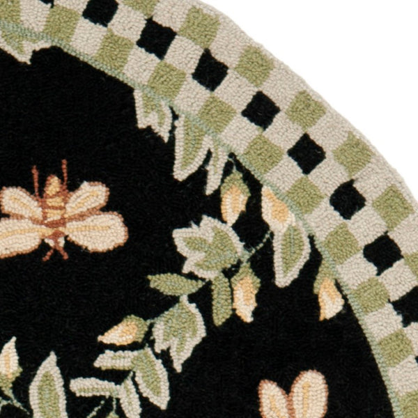 Safavieh Chelsea Hand Hooked Wool Oval Rug Artisan Floral Bedroom Accent in Bold Black HK55B-4OV