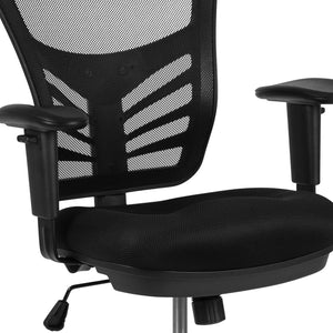 English Elm Tyler Ergonomic Drafting Chair with Adjustable Chrome Foot Ring for Enhanced Comfort and Style Black Mesh/Black Frame HL-0001-1CBLACK-GG