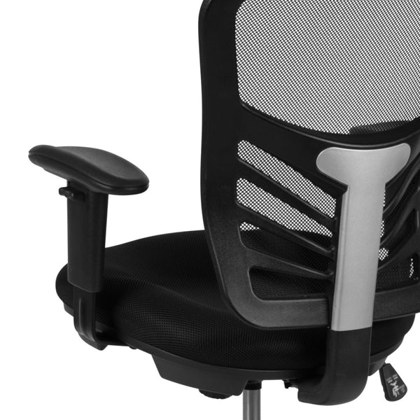 English Elm Tyler Ergonomic Drafting Chair with Adjustable Chrome Foot Ring for Enhanced Comfort and Style Black Mesh/Black Frame HL-0001-1CBLACK-GG