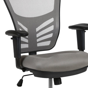 English Elm Tyler Ergonomic Drafting Chair with Adjustable Chrome Foot Ring for Enhanced Comfort and Style Light Gray Mesh/Black Frame HL-0001-1CBLACK-LTGY-GG