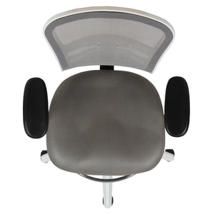 English Elm Tyler Ergonomic Drafting Chair with Adjustable Chrome Foot Ring for Enhanced Comfort and Style Light Gray Mesh/White Frame HL-0001-1CWHITE-LTGY-GG