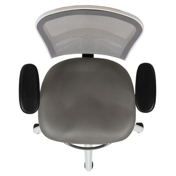 English Elm Tyler Ergonomic Drafting Chair with Adjustable Chrome Foot Ring for Enhanced Comfort and Style Light Gray Mesh/White Frame HL-0001-1CWHITE-LTGY-GG