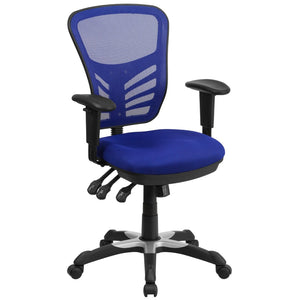 English Elm Nicholas Ergonomic Mid-Back Executive Chair for Ultimate Comfort and Support in Your Workspace Blue/Black Frame HL-0001-BL-GG