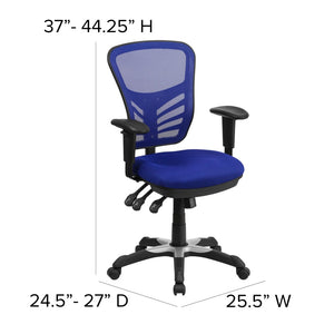 English Elm Nicholas Ergonomic Mid-Back Executive Chair for Ultimate Comfort and Support in Your Workspace Blue/Black Frame HL-0001-BL-GG