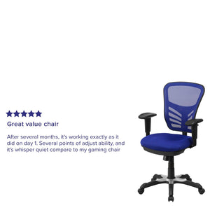 English Elm Nicholas Ergonomic Mid-Back Executive Chair for Ultimate Comfort and Support in Your Workspace Blue/Black Frame HL-0001-BL-GG