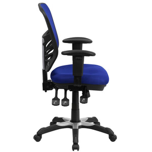 English Elm Nicholas Ergonomic Mid-Back Executive Chair for Ultimate Comfort and Support in Your Workspace Blue/Black Frame HL-0001-BL-GG