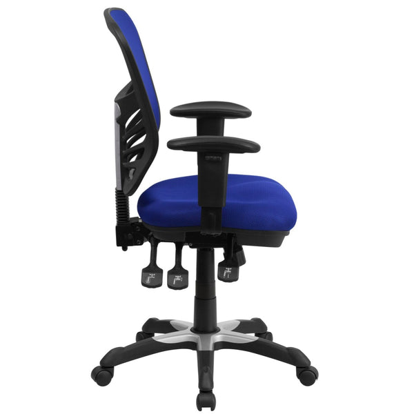 English Elm Nicholas Ergonomic Mid-Back Executive Chair for Ultimate Comfort and Support in Your Workspace Blue/Black Frame HL-0001-BL-GG