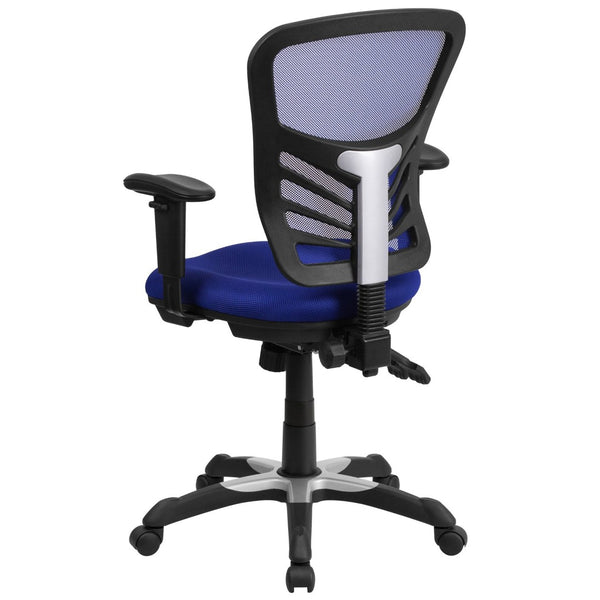 English Elm Nicholas Ergonomic Mid-Back Executive Chair for Ultimate Comfort and Support in Your Workspace Blue/Black Frame HL-0001-BL-GG