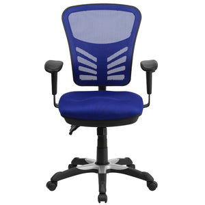 English Elm Nicholas Ergonomic Mid-Back Executive Chair for Ultimate Comfort and Support in Your Workspace Blue/Black Frame HL-0001-BL-GG