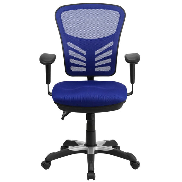 English Elm Nicholas Ergonomic Mid-Back Executive Chair for Ultimate Comfort and Support in Your Workspace Blue/Black Frame HL-0001-BL-GG