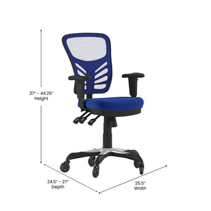 English Elm Nicholas Ergonomic Office Chair with Breathable Mesh, Adjustable Arms, and Smooth Roller Wheels for Comfort Blue/Black Frame HL-0001-BL-RLB-GG